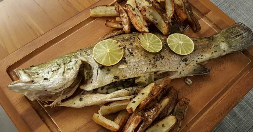 Baked Seabass With Herbs And Lime.